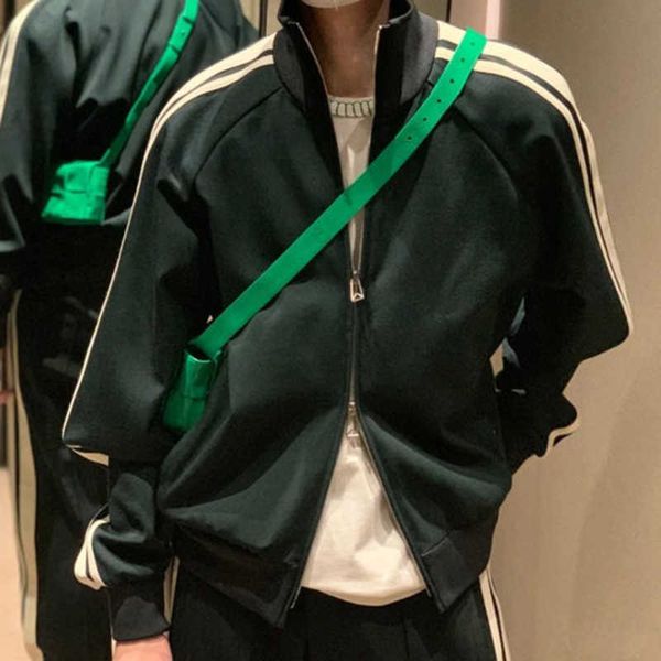 

botte jacket sweatshirt set autumn winter designer sportswear classic side ribbon contrast zipper sweatshirt couple casual pants baseball ja, Black;brown