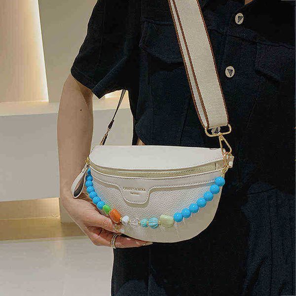 

evening bag female belt bag color pearl chain handbags fanny pack summer woman shoulder crossbody chest s fashion leather waist 220728
