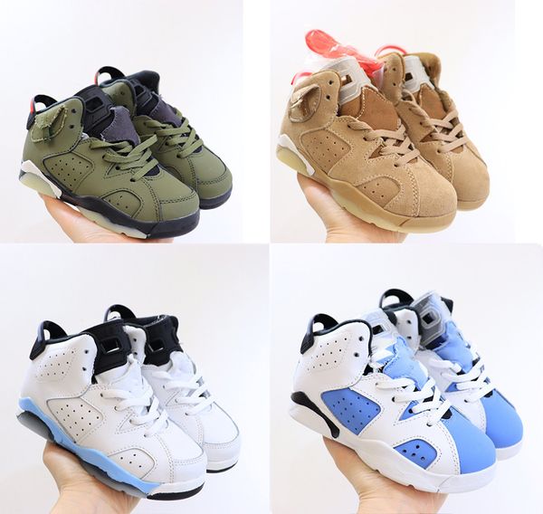 

running shoes toddlers 6 basketball kids shoes classic 6s unc blue white infrared green khaki children sport trainer alternate oreo black ca, Black;white