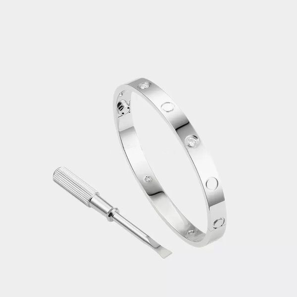 

love screw bracelet designer bangle 4 diamond bracelets designers jewelry titanium steel gold-plated never fade not allergic gold/silver/ros, White