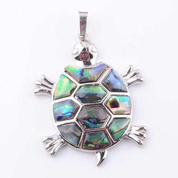 

natural zealand abalone shell stone beads animal tortoise pendant necklace women men charms reiki jewelry fashion n3642, Silver