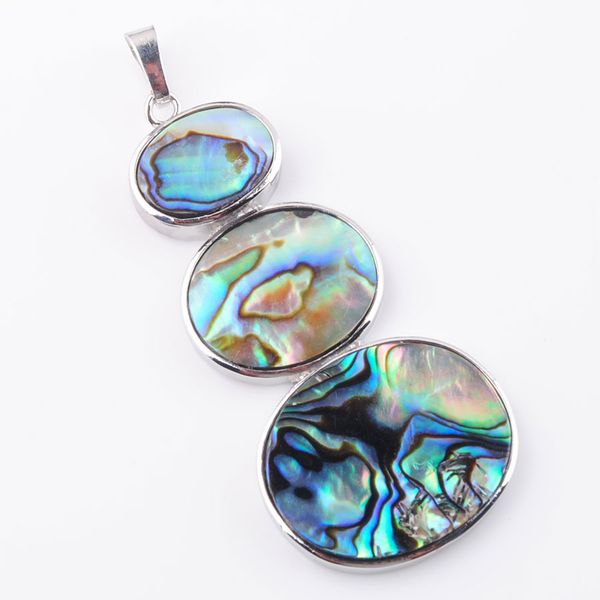

natural zealand abalone shell stone beads pendant necklace women men charms reiki jewelry fashion n3641, Silver