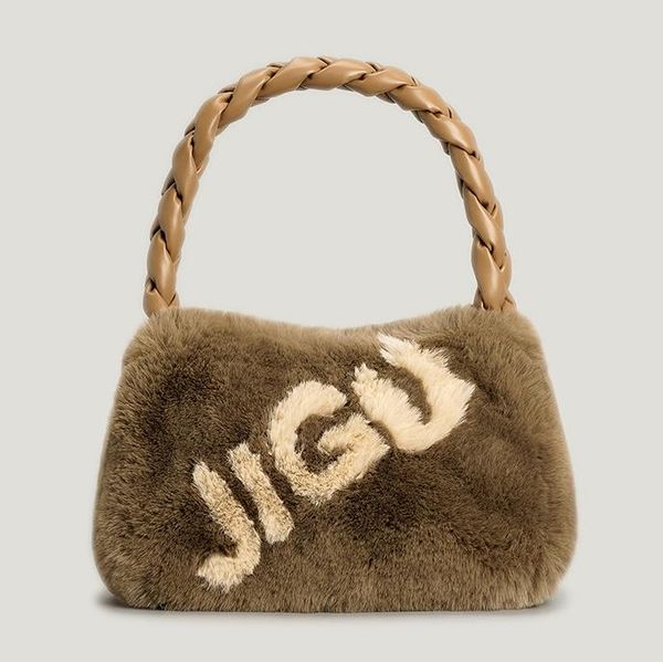 

design women bags soft plush hobos shoulder bags winter furry ladies clutch purse handbag fashion female underarm bag