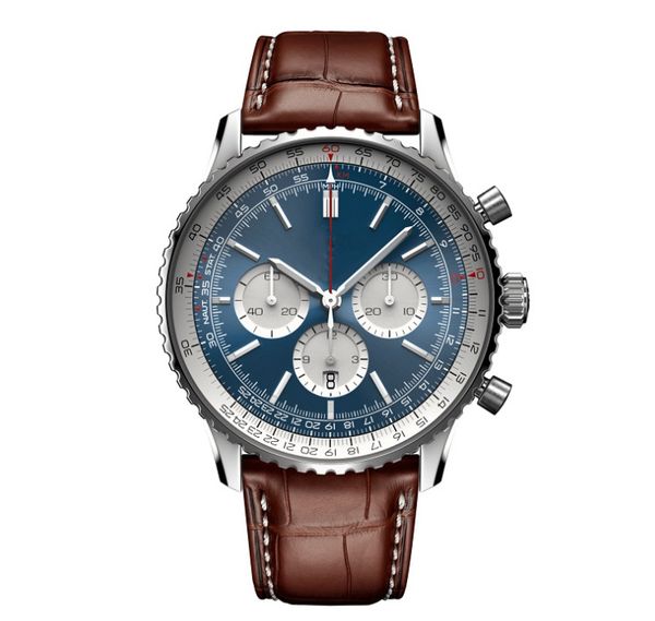 

2022 original brand men watches classic multifunction stainless steel automatic date watch business chronograph quartz clock 01, Slivery;brown