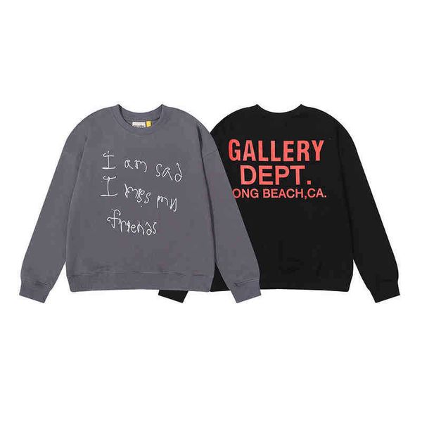

fleece fashion graffiti designer galery letter 2022 brand multi deps english cotton classic t shirt round neck men's and women's, Black