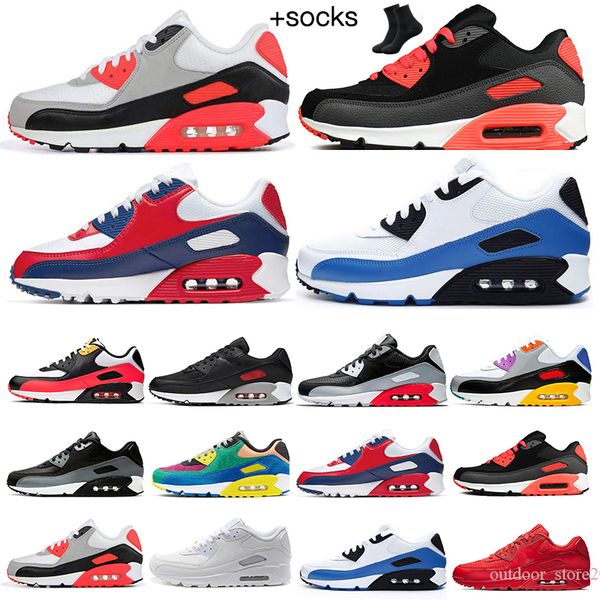 

2022 triple 90 running shoes infrared classic leather mash white yellow black grey volt obsidain moss green designers sports trainer sneaker