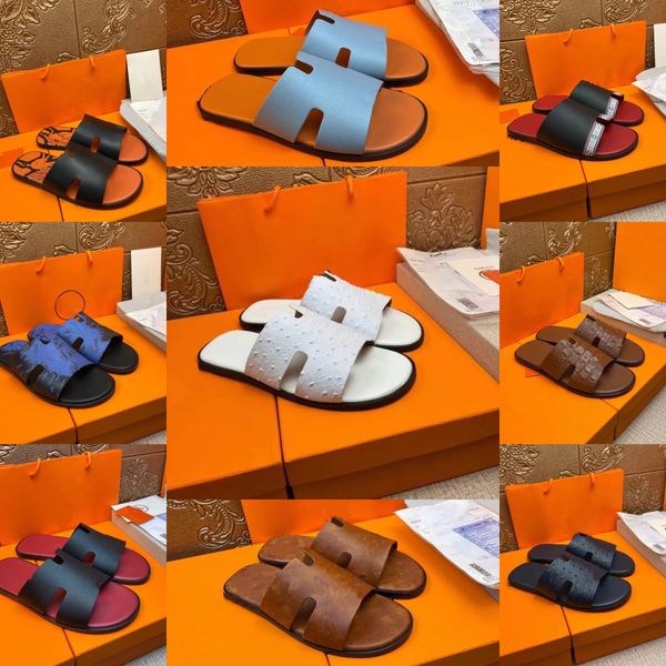 

2022 fashion slippers h men's sandals summer designer leather rubber flip flops holiday outdoor beach shoes boots, Black