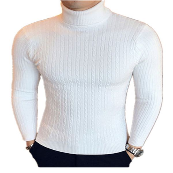 

brand men turtleneck sweaters and pullovers 2022 new fashion knitted sweater winter men pullover homme wool casual solid clothes, White;black
