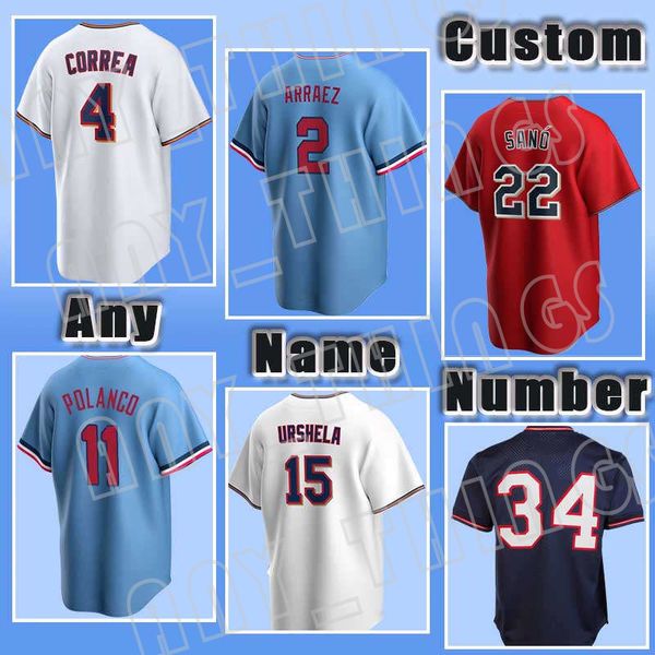 

luis arraez byron buxton baseball miguel sano carlos correa rod carew harmon killebrew jorge polanco twins eddie rosario gary sanchez jersey, Blue;black