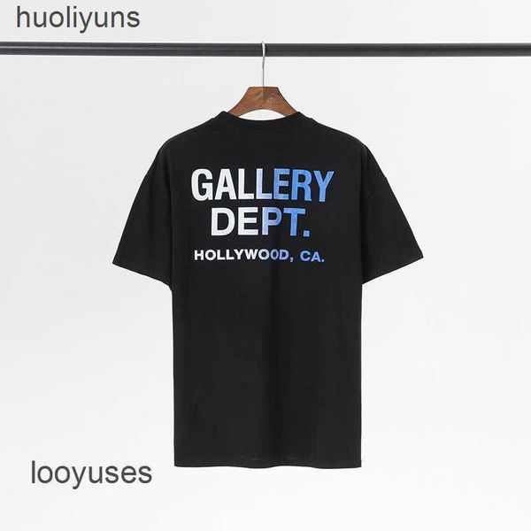 

t dept shirt mens galleryes streetwear fashion tees brand classic letter slogan gradient printed sleeve t-shirt for men women 3hel, White;black