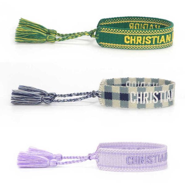 

luxury fashion bracelets women's d brand designer bangle embroidery wrist rope bohemia tassel hand woven bracelet men's girl simpl, Golden;silver