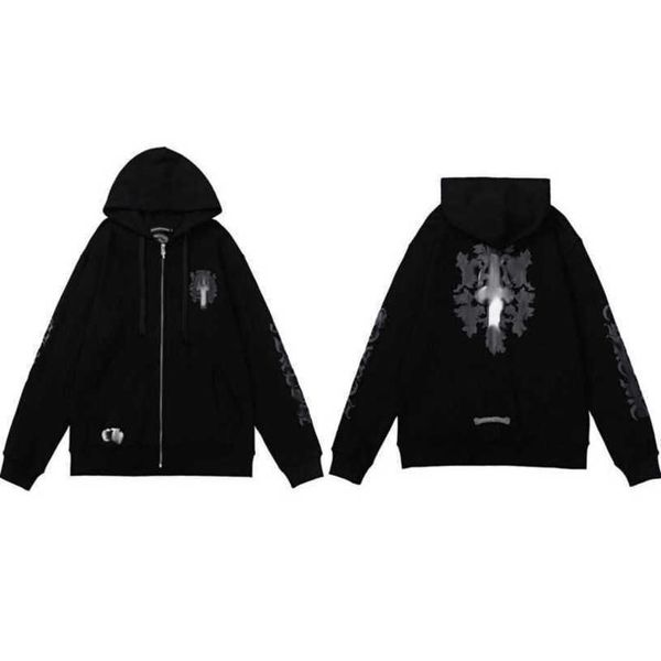 

mens luxury fashion sweatshirts designer hoodies sanskrit sweater zipper hooded cross pullover hoodie casual men women coat sweatshirt jack, Black