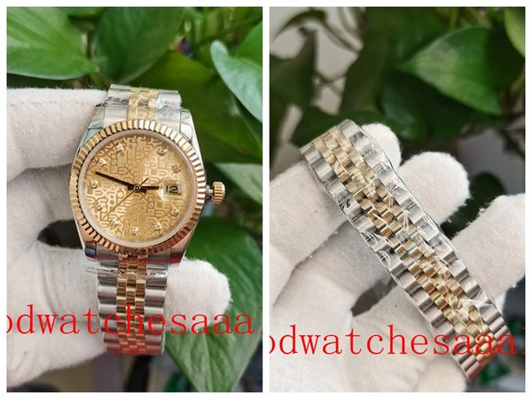 

new version fashion wristwatches 36mm yellow patterned dial 126231 126233 automatic 2813 movement stainless steel bracelet men's women&, Slivery;brown