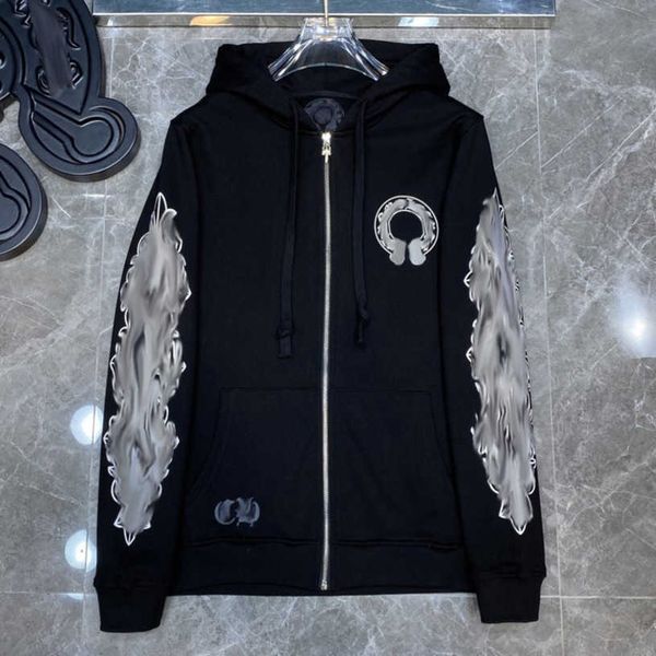 

luxury mens fashion sweatshirts designer hoodies sanskrit sweater zipper hooded cross pullover hoodie casual men women coat sweatshirt jack, Black
