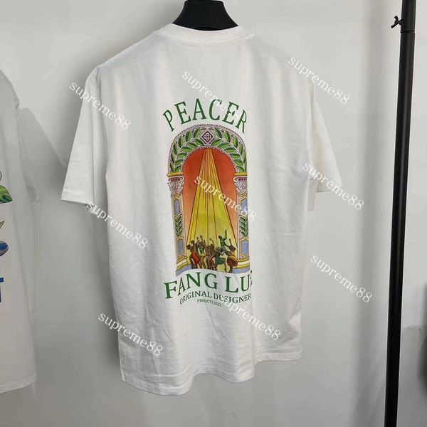 

casablanca 23ss designer t shirt triangle party sicilian style couple hawaiian short sleeve t-shirt oversize tee polo, White;black