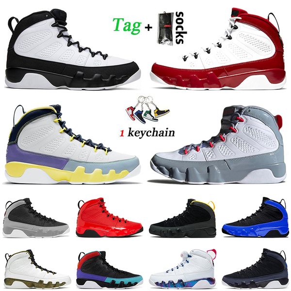 

athletic sport basketball shoes jumpman 9 fire red particle grey 9s university gold iridescent racer blue mens trainers change the world spa