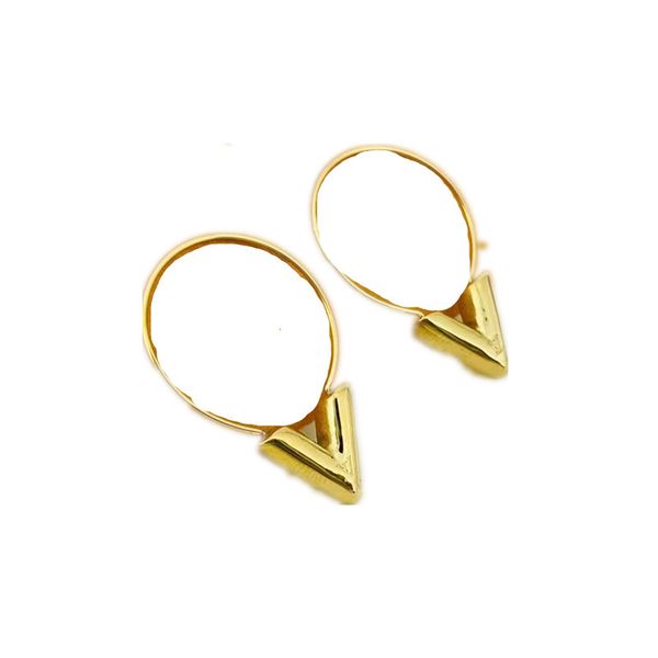 

big circle charm letter v earrings titanium steel designer for women stud luxury jewlery love hoop gifts woman girl gold silver rose gold wh, Golden