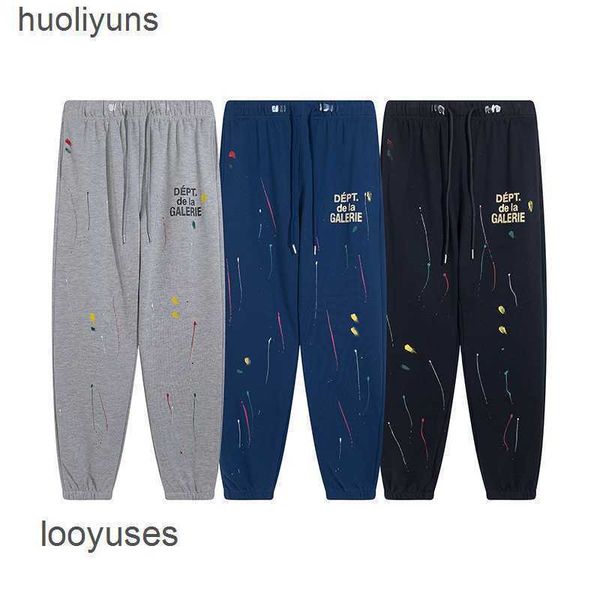 

brand sportpants hand-painted fashion ink galleryes dept pants splashing graffiti loose high street men's casual leggings lovers, Black
