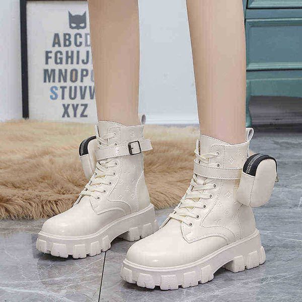 

boots ladies thick heels fashion trendy little bag ankle women party mixed colors platform shoes woman large size 220805, Black
