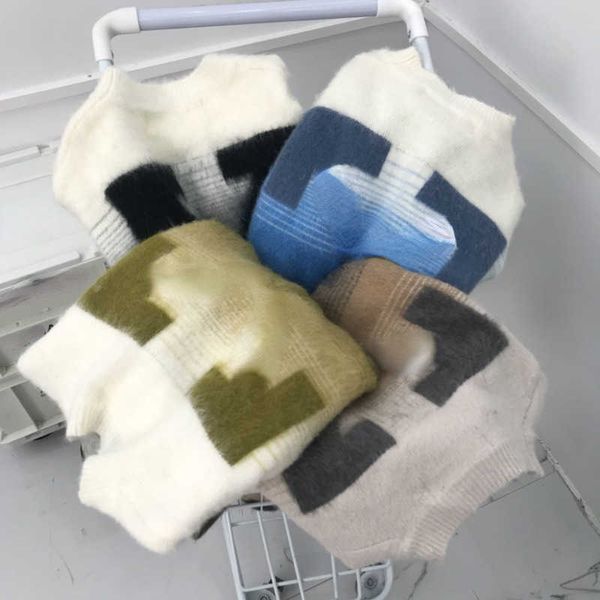 

designer sweater autumn winter gradient knitted pullover coat women fashion loose sweatshirt couples, White;black