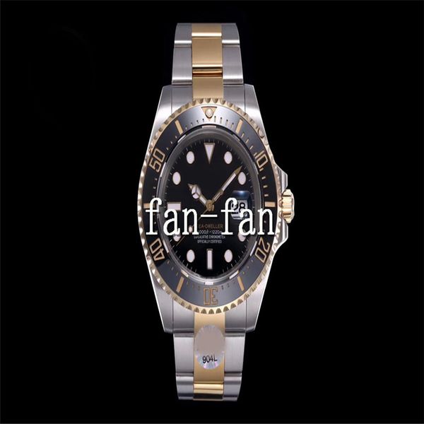 

a factory wristwatch 43mm sea-dweller two-tone yellow gold black 126603 43mm watch 2824 automatic mechanical movement men watches, Slivery;brown