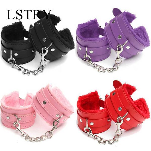 

toys masager massager jouet sexuel toys y adjustable pu leather plush handcuff ankle cuff toy lstry restraints bondage exotic accessories p4