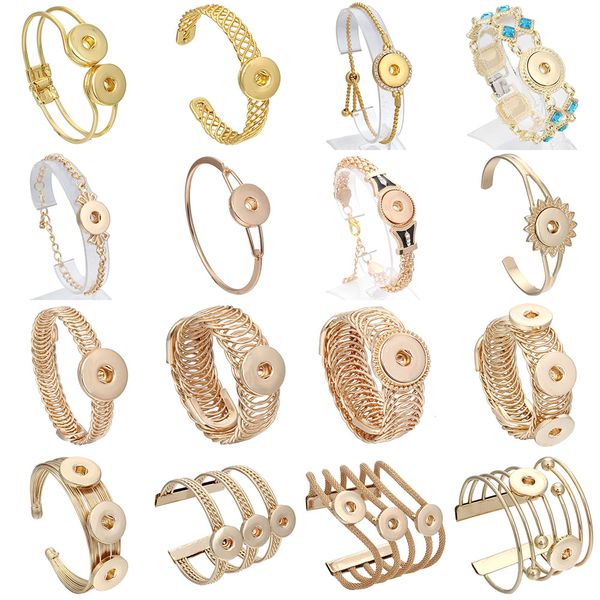 

charm bracelets new snap jewelry gold bracelet button metal buttons cuff bangle fit or snaps drop delivery 2022 smtff, Golden;silver