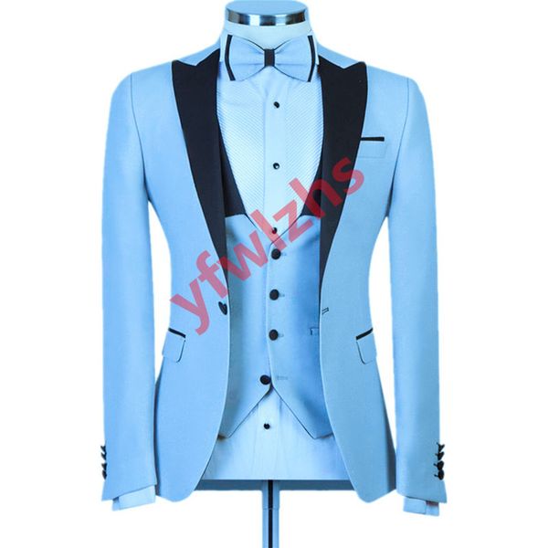 

handsome one button groomsmen peak lapel groom tuxedos mens wedding dress man jacket blazer prom dinner suits jacket pants tie vest w1034, Black;gray