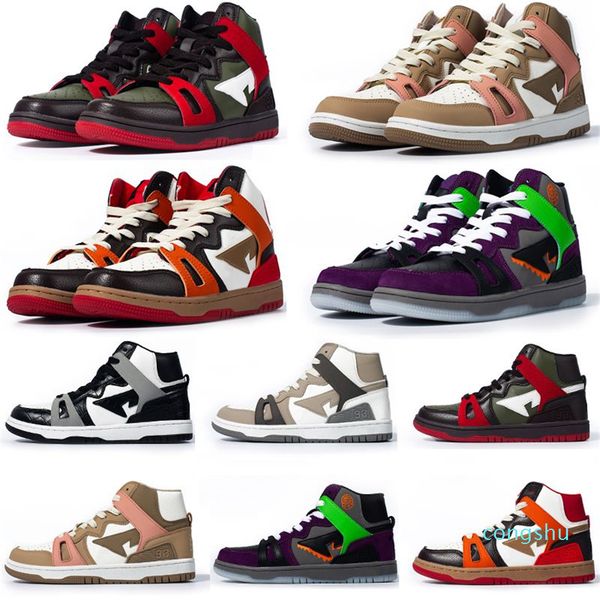 

bapestas baped sta 93 high mens casual shoes sneaker fashion red orange sand black light grey brown grey halloween olive green men 76q6