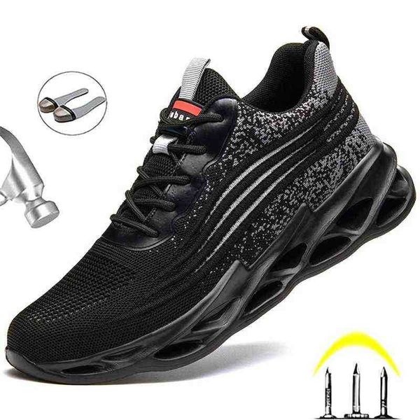

boots work shoes safety steel nose men ing sneakers indestructible for 220805, Black