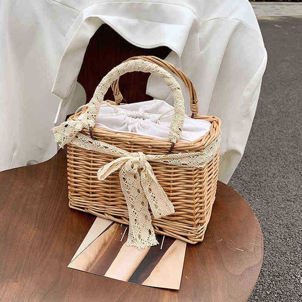 

evening bags women straw purses and handbags summer rattan handmade tote bags ladies ribbons beach basket pearl beads travel 220623