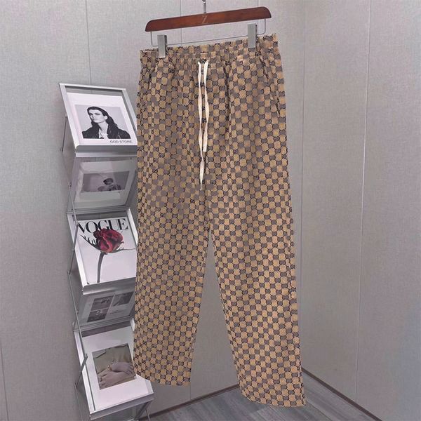 

designer slacks loose straight plus size pants drawstring hip hop street slack quality fall/winter pants double g letter classic printed dar, Black;brown