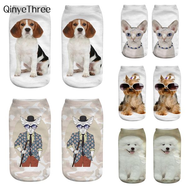 

socks new fashion cute dog 3d printing women ankle happy animal sock art puppy hosiery cool life sox dropship drop delivery 2022 smtji, Pink;yellow