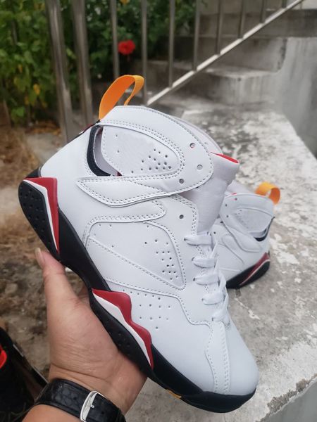 

with box 7 basketball shoes men women white black cardinal red 7s sneaker