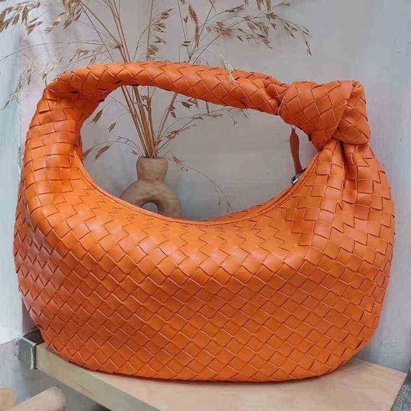 

shopping bag 2022 fashion handmade woven bag luxury leather printed shoulder lady crossbody hobo pu knotted handle casual handbag 220723