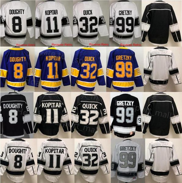 

college wearreverse retro ice hockey 8 drew doughty''nhl''jersey 11 anze kopitar 32 jonathan quick 99 wayne gretzky blan, Black