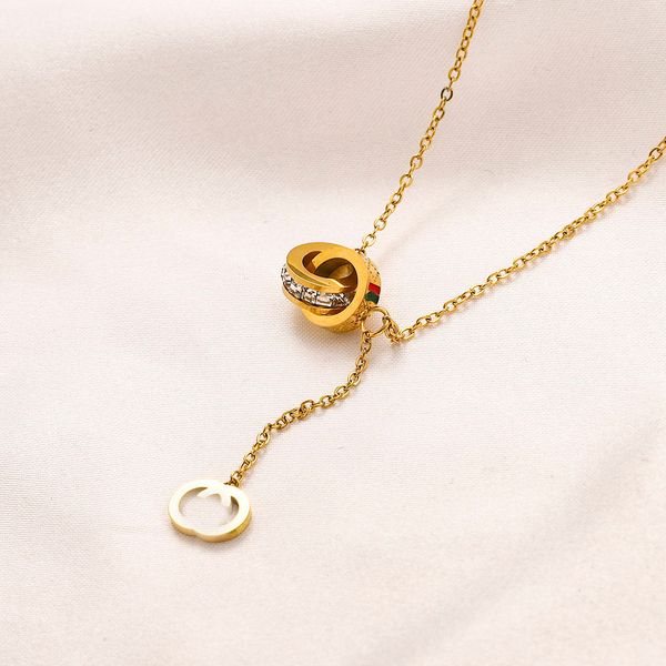 

luxury design necklace 18k gold plated stainless steel necklaces choker chain letter pendant fashion womens wedding jewelry accessories g164, Silver