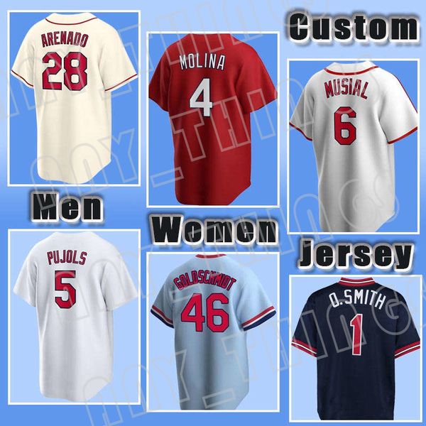 

46 paul goldschmidt baseball 28 nolan arenado jerseys yadier molina dylan carlson paul dejong adam wainwright andrew knizne cardinalr ozzie, Blue;black