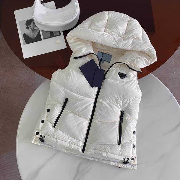 

2023 fashion women's vest jacket short hooded vest long slim zipper coat trench coat pocket oversized warm coat s, Black;white