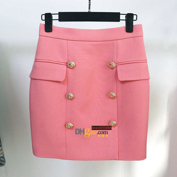 

classic style original design women's double-breasted skirt metal buckles high waist career skirts package hip pique cotton, Black