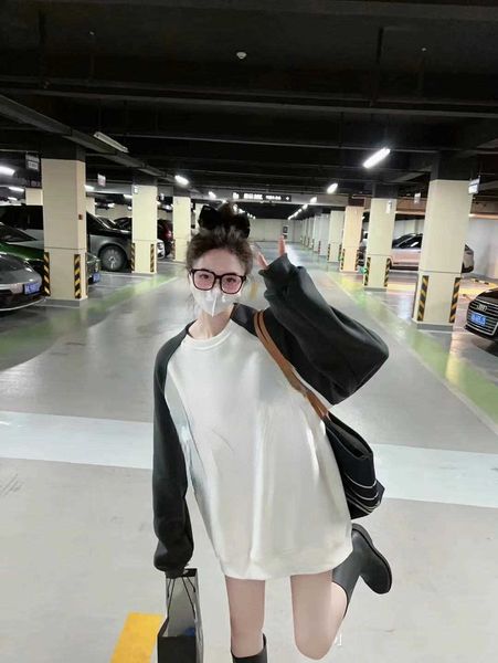 

women's hoodies sweatshirts autumn and winter 2022 new bird house grey raglan sleeves, Black