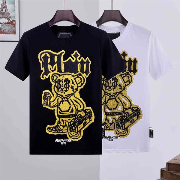 

brand t shirt phillip plain men designer pp skull diamond t shirt short sleeve dollar brown bear brand o-neck high quali314t, White;black
