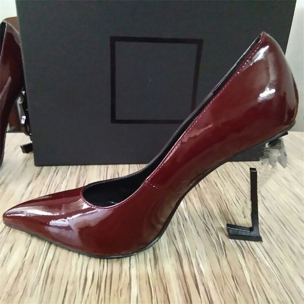 

fashion dress shoes yslity women leather high heel metal buckle letter logo wedding party business casual flat shoes 01-015, Black
