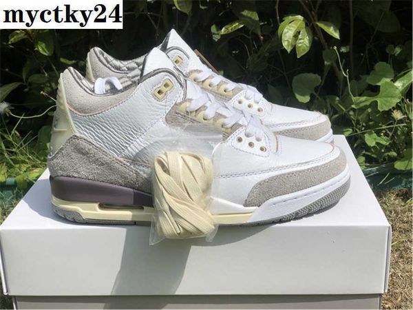 

2022 released authentic 3 a ma maniere shoes medium grey-violet ore-white 3s men outdoor sports sneakers with original box us7-13