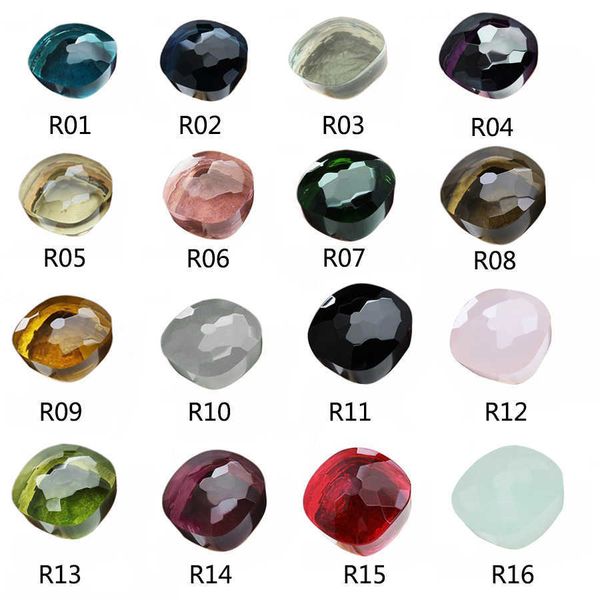 

foris high quanlity fashion jewelry 18 kinds colorful candy square crystal nudo ring for women gift, Silver