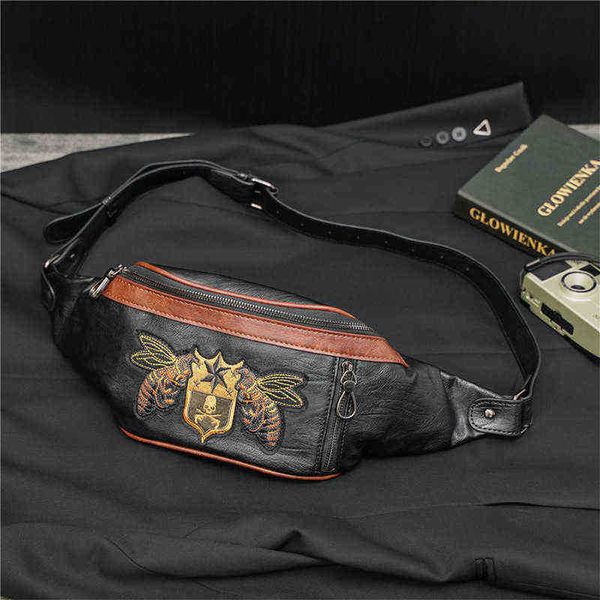 

evening bag men crossbody chest bag fanny pack designer waist for belt wallet leather motorcycle bum travel s phone pouch sac 220728