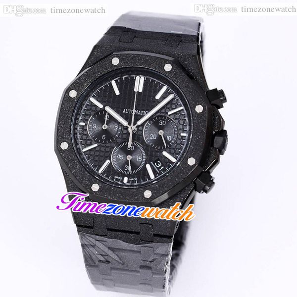 

k8f 41mm japan quartz chronograph mens watch black/white texture dial satch frost gold case frosted pvd black steel bracelet new watches tim, Slivery;brown