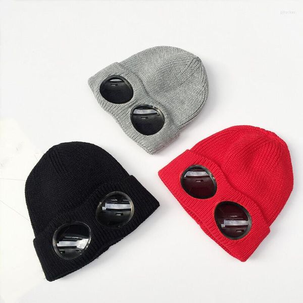 

beanies 2022 winter glasses hat cp ribbed knit lens beanie street hip hop knitted thick fleece warm for women men ted ted, Blue;gray