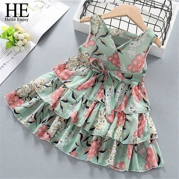 

he hello enjoy baby girls dress summer kids girl princess floral children dresses party casual costume children clothing 220526, Red;yellow