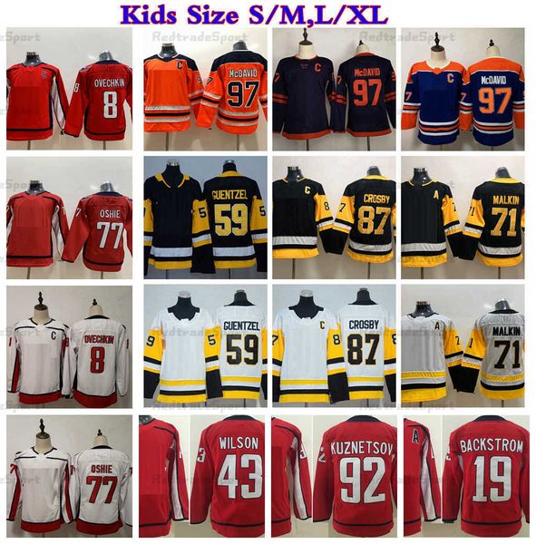 

kids 97 connor mcdavid hockey jerseys 87 sidney crosby 71 evgeni malkin 59 guentzel 8 ovechkin 77 tj oshie 19 backstrom 92 evgeny kuznetsov, Black